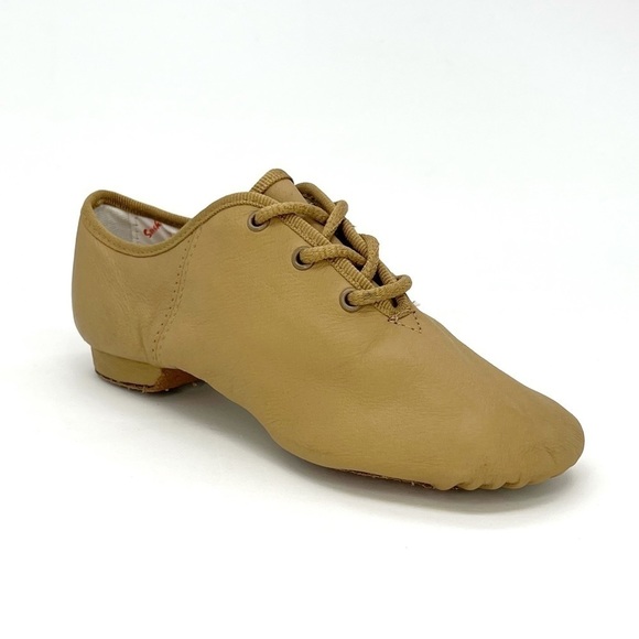Sansha Tan Leather Carou-Split Jazz Shoes Lace-up Kid’s Size M = 6.5 New NWT - Picture 1 of 10